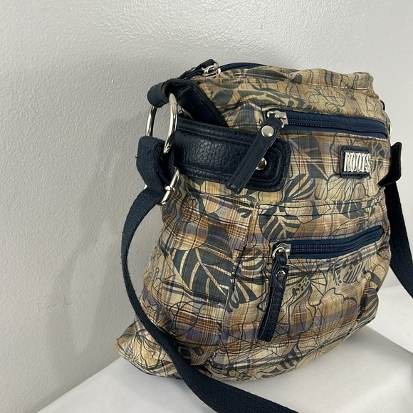 Roots Cotton Navy and Tan Crossbody Bag - Picture 3 of 10